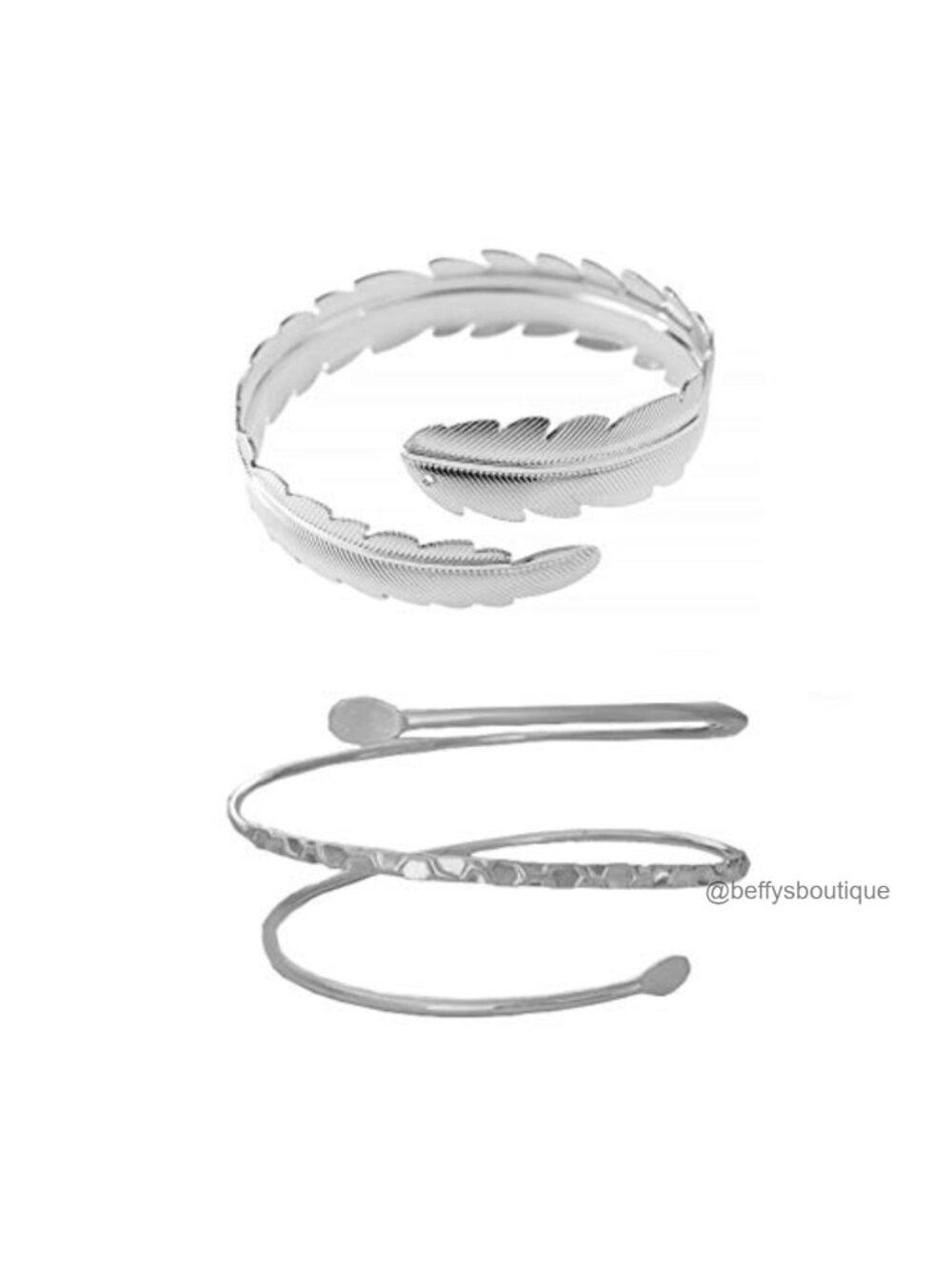Minimalist Metal Spiral Coil Arm Cuff Open Arm Bracelet Adjustable Hammered